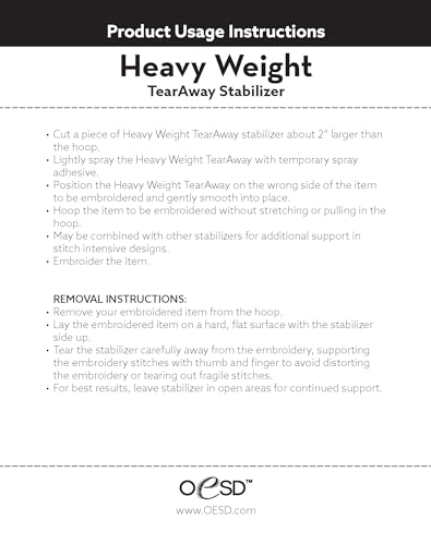 OESD Heavy Weight Tear Away Embroidery Stabilizer 15" x 10 Yd Roll