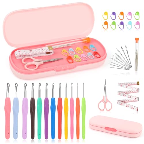 Coopay Crochet Hooks Set with Case,Crochet Hook Kit for Arthritic Hands - color: Crochet Hooks Set with Case