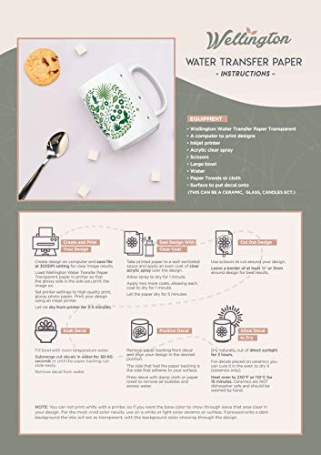 Wellington Waterslide Decal Paper for Inkjet Printers | 20 Clear A4 Sheets (8.25x11.7") | Quick Dry, Strong Adhesion, Easy Application | Premium Water Slide Transfer Paper 200gsm Thickness - color: Inkjet - Clear