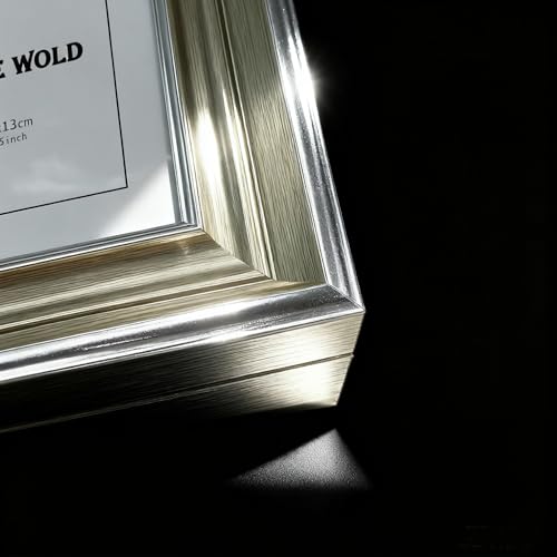 5x5 Silver Picture Frame, Real Glass, MDF, Black Backing, Wall/Tabletop - color: Silver, size: 5x5
