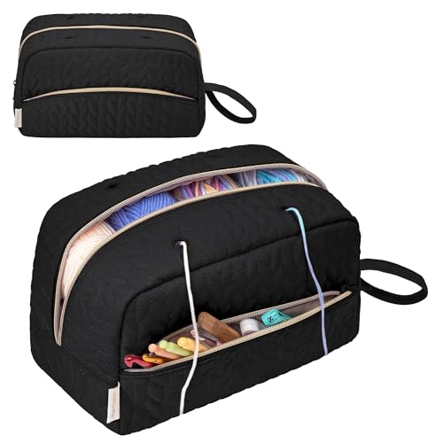 KarSyon Crochet Bag for Yarn Storage Knitting Crochet Supplies Accessories - color: Black