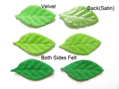 YYCRAFT Pack of 90 Padded 2-Faced Felt Velvet Leaf Appliques/Craft Green - color: Lime/Green
