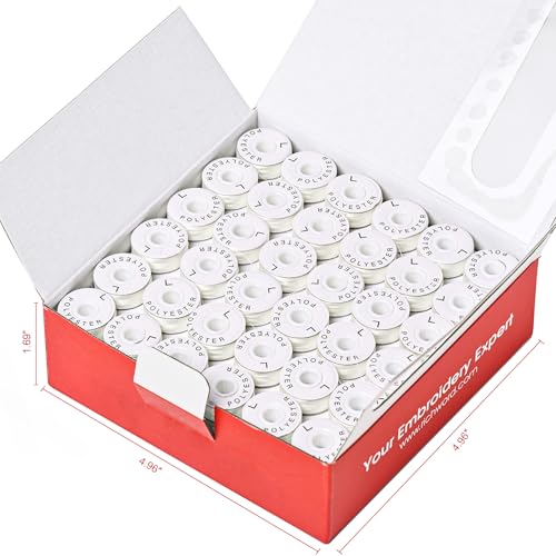 Poolin Size L(SA155) 70D/2(60WT) Prewound Embroidery Bobbin Thread - color: White 70D 144PCS