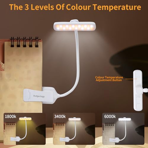 24 Led Rechargeable Book Light For Reading In Bed-Eye Caring 3 Color Temperatures,80 Hrs Runtime Lightweight Clip-On Lamp, Perfect For Kids, Book Lovers, And Student Gifts (White, Rotating) - color: White, size: Rotating