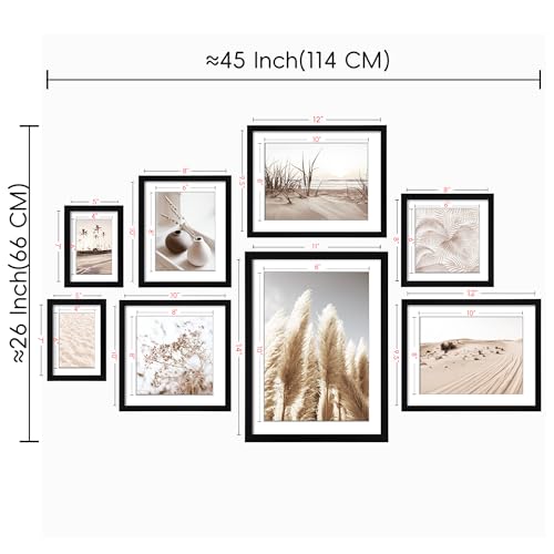ArtbyHannah Gallery Wall Frame Set, 8 Pack Black Picture Frames, Large - color: Black, size: Large