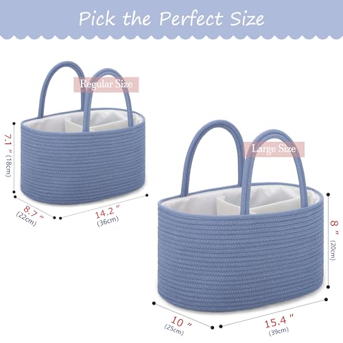 COMSE Baby Diaper Caddy Organizer with Handles, Cotton Rope, Folkstone Gray - color: Folkstone Gray, size: Regular
