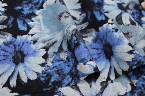 1-Yard Natural Linen Floral Fabric | Linen Fabric by The Yard for Clothing |Floral Fabric by The Yard |100% Linen Fabric Linen Cloth for Sewing, Crafts, Tablecloths, Curtains, Drapes|Des.2 Blue - color: Des.2 Royal Blue, size: 1 Yard Precut