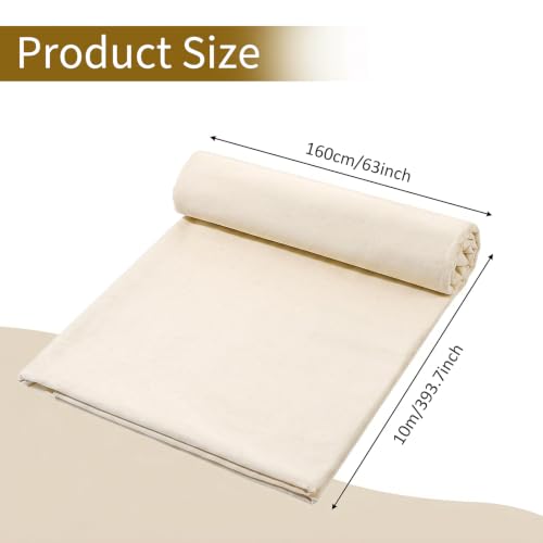 10 Yards Beige Cotton Fabric by the Yard Fabrics,63 Inches Wide Medium Weight Natural Cotton Fabrics,Bleached Muslin Fabric for Sewing Clothing Crafts Material - color: Beige, size: 10 yard