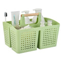 Portable Shower Caddy Basket with 3 Compartments and Handle, Grass Green - color: Grass Green