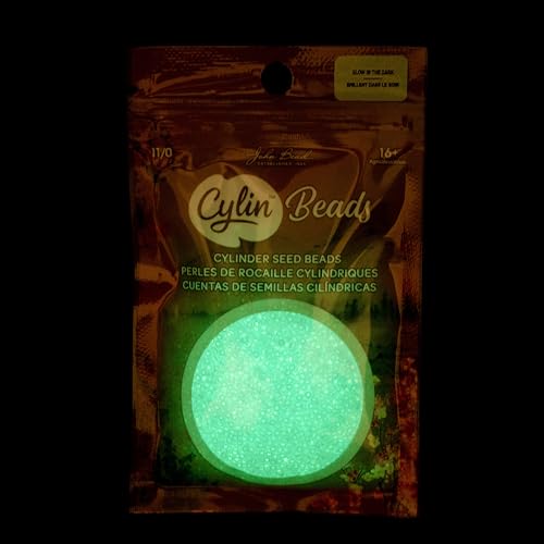 John Bead 25g Cylin Beads Blue Glow in Dark AB 11/0 Glass Cylindrical Seed Beads for Jewelry Bracelets Necklaces Earrings Making Embroidery - color: Blue Glow in Dark AB