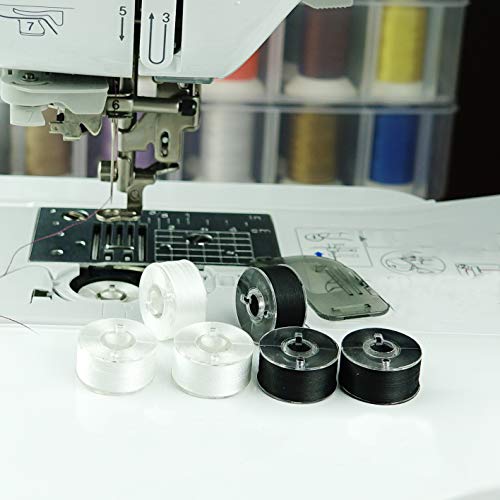 Simthread 144pcs Size L SA155 90WT Prewound Bobbin Thread - Black - color: 90wt 144Black