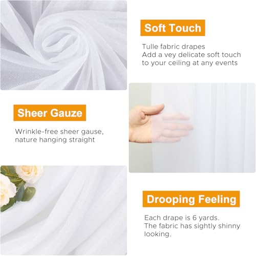 Wedding Arch Draping Fabric 1 Panel White Sheer Backdrop Drapes - color: White, size: 1 Panel