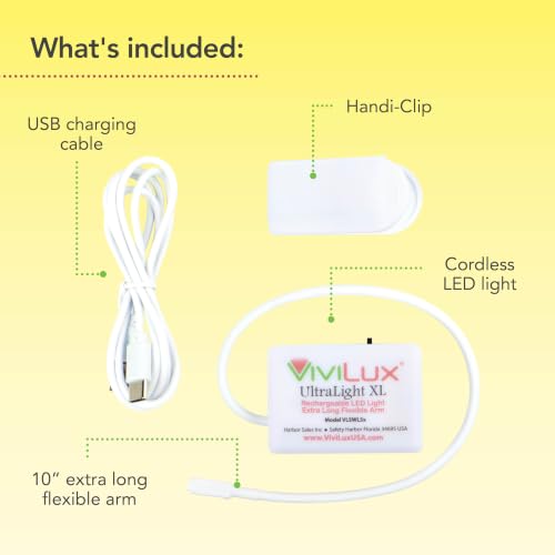 ViviLux Cordless XL LED Sewing Light, 1500 Lumen LED, Extra-Long Gooseneck - size: XL (Clip + Tape)