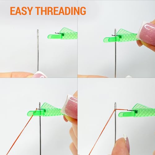VONEEDL 20 PCS Fish Type Needle Threaders Set for Sewing Machines (Compatible Only with Side-Threading Machine Needles) & Simple Hand Sewing