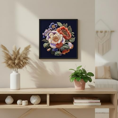 ARTopet 4Pcs Embroidery Kit for Beginners Cross Stitch Kits Needlepoint Set Colorful Flowers Patterns Embroidery Thread Kit for Craft Lover Hand Stitch with Hoop Threads Fabric - color: 4Pcs