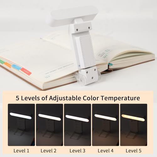 Book Light, USB Rechargeable Clip-On Reading Light with Timer - color: White, size: Rectangle