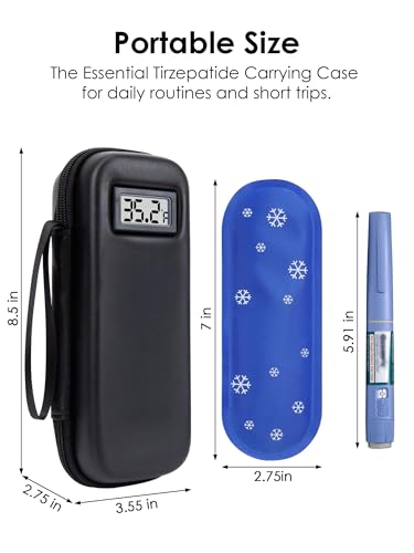 Insulin & GLP-1 Travel Cooler Case with Temperature Display, TSA Approved Portable Medical Cooler for Ozempic Wegovy Mounjaro Zepbound Pens, Diabetic Medicine Cooler Bag with 2 Ice Packs - color: H2_Black