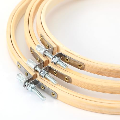 Ckhoid 18PCS Bamboo Embroidery Hoops Set Wood Circle Hoop Ring