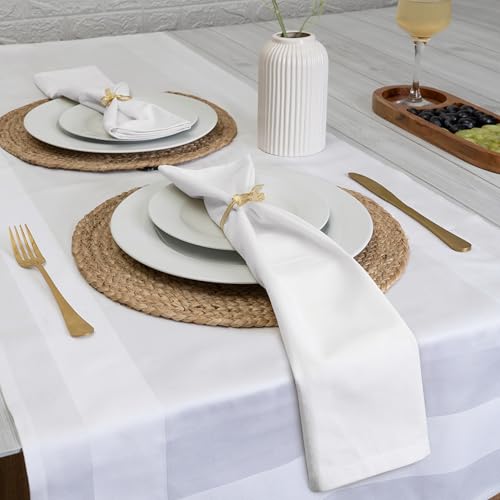 Blue Needles Solid Cloth Napkins 100% Cotton Set of 12-18 x 18 Inches - color: White, size: 18" x 18" (Set of 12)
