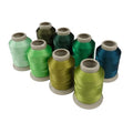 Mixed Color Embroidery Thread Set of 8 | 317 | 9070 | 8995 | 9849 | 9429 | 9072 | 91744 | 9342 | 15 Gr Polyester Embroidery Machine Thread (8, Green) - color: Green