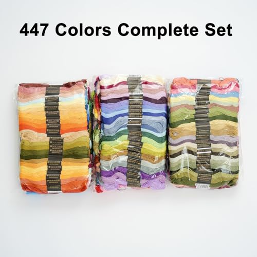 447 Colors Embroidery Floss Complete Set, Friendship Bracelet String, 8.7in 6-Strand Cross Stitch Thread Polyester Embroidery Thread