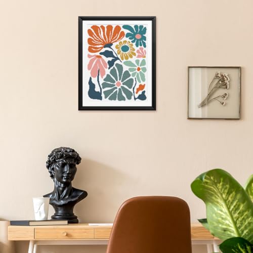 FREEBLOSS 11CT Cross Stitch Kits Abstract Flowers Stamped Cross Stitch Wall Painting Craft Kit Full Range of Embroidery Starter Kits for Adult Beginners with Instruction 15.8 x 19.7