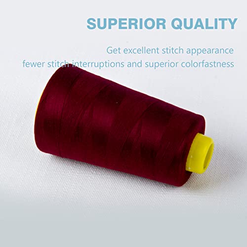 Burgundy Serger Thread All-Purpose Thread for Sewing, Polyester, 4 Cones of 3000 Yards Each Spool for Sewing Machine - color: 4 Burgundy