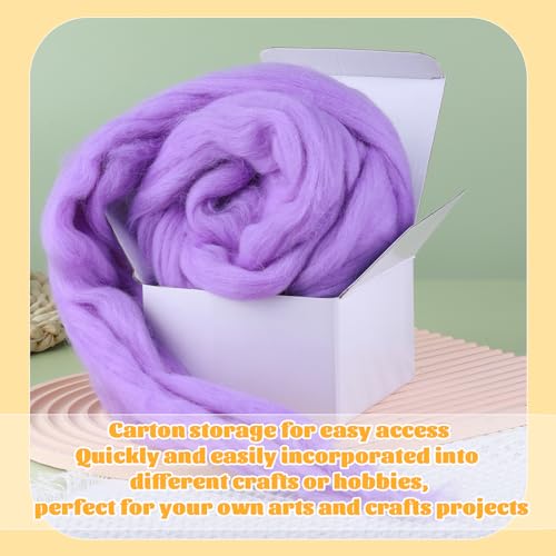3.53oz Needle Felting Wool Roving for Needle Felting Lavender Felting Wool - color: lavender