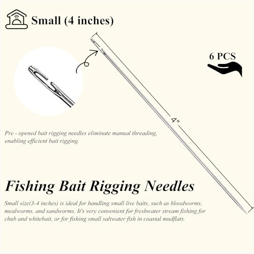 Stainless Steel Fishing Bait Rigging Needles Threader Set, Fish Bait Worm-Minnow-Anchovy Threader Needle Rustproof Threading Tool for Saltwater Freshwater Fishing Tackle Kit - size: 4"Long