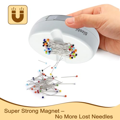 Sizobi Magnetic Pin Cushions for Sewing with 100Pcs Ball Head Straight Pins - color: white