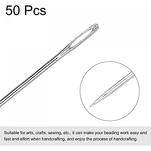 uxcell Beading Needles Fine Thin Long Straight Sewing Embroidery Threads Stainless Steel 4.72 Inch 0.02 Inch Wire Diameter 50Pcs - size: 120mmx0.55mm