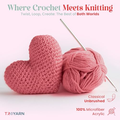 TROYARN Summer (2- Skeins Pack) Silk Effect Hand Knitting Yarn Crochet Art Lace Craft 100% Microfiber Acrylic 2x100 gr (2x383 yds) (105619 - Alstromeria) - color: 105619 - Alstromeria, size: 2 Skein