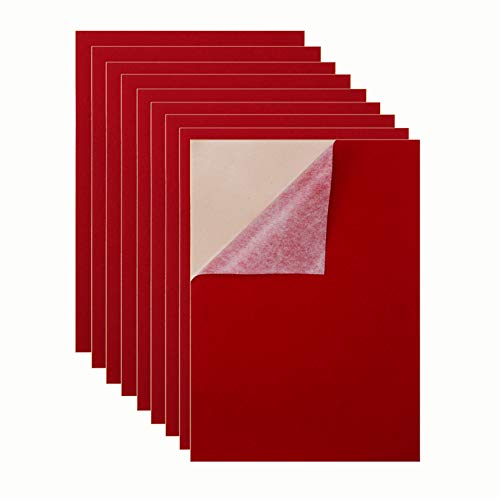 Mesheshe 10PCS Self Adhesive Felt, DIY Self Adhesive Fabric for Art & Crafts, Peel and Stick Felt for Drawer/Jewelry Box Felt Liner, A4 Size (8.3" x 11.8", Red) - color: Red, size: 10PCS