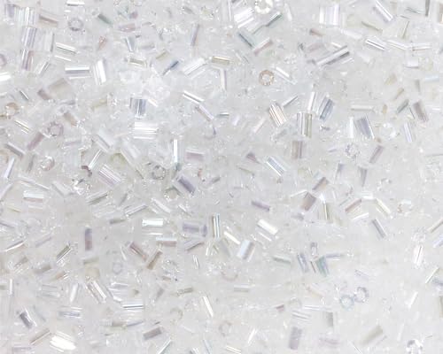 Glass Bugle Tube Mini Seed Beads 1400Pcs/30g 2 * 3mm Small Craft Loose Spacer Beads for DIY Bracelets Necklace Earring Jewelry Making (White) - color: White