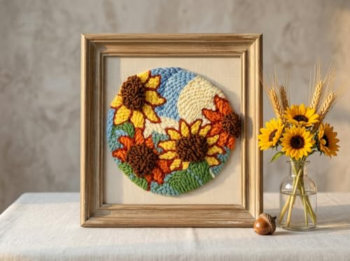 Meoe&heome Punch Needle Kit for Beginners, DIY Embroidery Set with 20+ Patterns(Sunflower) - color: Sunflower