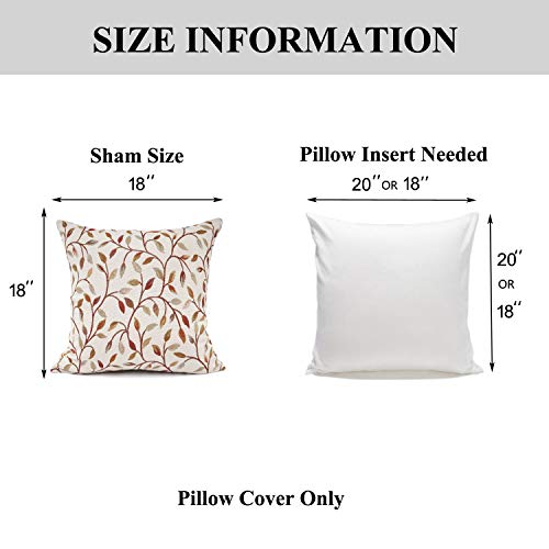 YOUR SMILE Classical Embroidery Jacquard Beige Leaf Pattern Square Decorative Throw Pillow Case Cushion Cover 18 x 18 inch - size: 18" x 18" (Pack of 1)