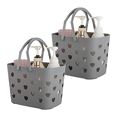 Portable Shower Caddy with Handle Plastic Shower Basket, 2 Pack, Grey - color: Grey, size: 2 Pack