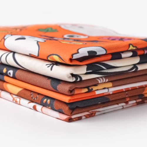 6 Pcs 18 x 21 Inches Halloween Cotton Fabric Precut Quilting Fabric Bundles Solid Colors Quilt Material for DIY Craft Sewing Embroidery - color: Halloween