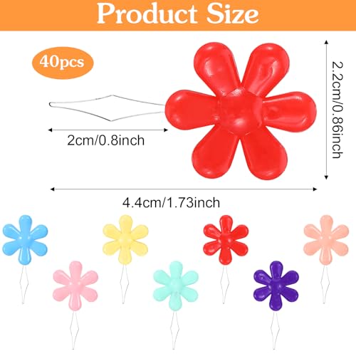 Needle Threaders for Hand Sewing, 40 PCS Cute Flower Head Embroidery Threader Colorful Wire Loop Sewing Threaders Kit for Sewings Embroidery Craft Knitting Quilting Cross Stitch Repair Clothing