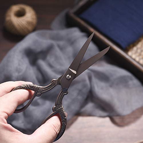 5inch Vintage Style Scissors Titanium Plating Stainless Steel Antique Shears for Craft Embroidery Crochet Needle Point Knitting Project