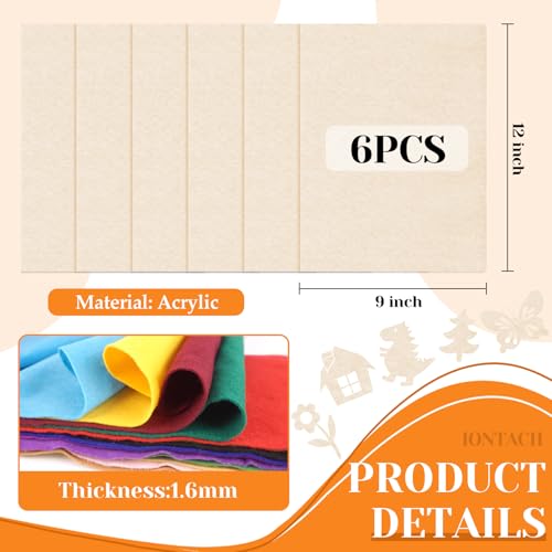 IONTACH 9" X 12" Soft Felt Sheets 1.6mm Thick (6 Packs, Apricot) - color: Apricot Nude