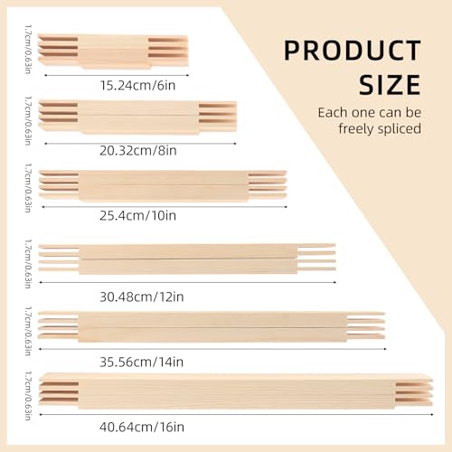 Ytuaebni 6 Sizes Stretcher Bars for Needlework, Free Splicing Stretcher Bars Wooden Canvas Stretcher Bars 6 Sets Needlepoint Stretcher Bars for Embroi