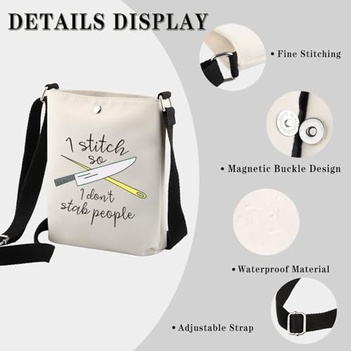GJTIM Needleworker Gift Cross Stitch Project Bag I Stitch So I Don’t Stab People Sewing Project Bag for Cross Stitch Lover (Stab People CB) - color: Stab People CB
