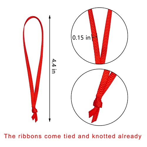 100 Pcs Christmas Ornament Ribbon Hangers, Thin Hand Tied Ornament Ribbon Loops - color: Red