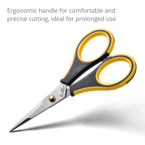 Beaditive Precision Craft Scissors - Stainless Steel Blades With Safety Cap - Ultra Sharp Tip & Non-Slip TPR Handles - For Adult & Kid Paper Crafting, Scrapbooking, Home, Office, and School Use - style: Yellow