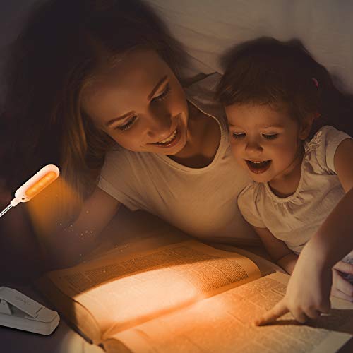 VAVOFO Clip On Rechargeable Reading Light, 7 LEDs with 3 Colortemperature 9 Brightness Levels Book Lights for Reading in Bed with Power Indicator for Bookworms Black (white1-Pack) - size: 1-Pack White