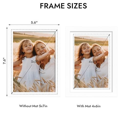 Hongkee 5x7 Picture Frame, 5 x 7 Solid Wood Frame with Real Glass, 1 Pack - color: White, size: 5 x 7