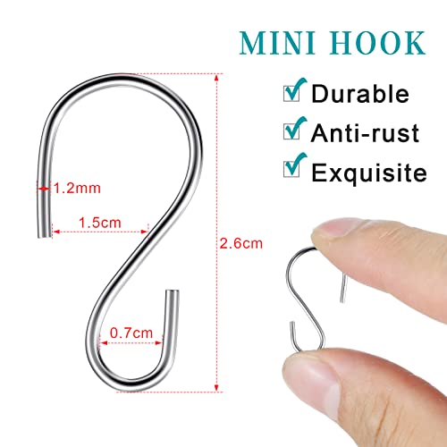 Sratte 120 Pcs Mini S Hook for Hanging 1 Inch Metal, Silver - color: Silver