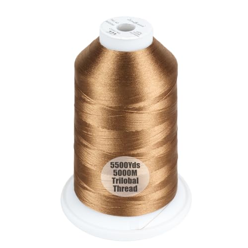 Simthread 5500Yds/5000M 40WT Polyester Embroidery Thread Light Brown 323 - color: Light Brown-323