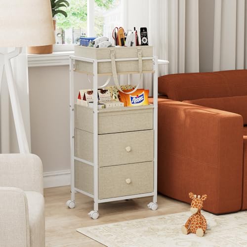 3In1 Modanais Baby Diaper Caddy Organizer Cart with Drawers, Off White - color: Off White